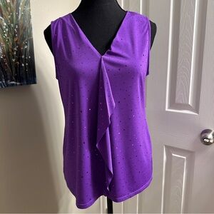 Purple Laura Petites Sleeveless Summer Top with shiny dots- size Small